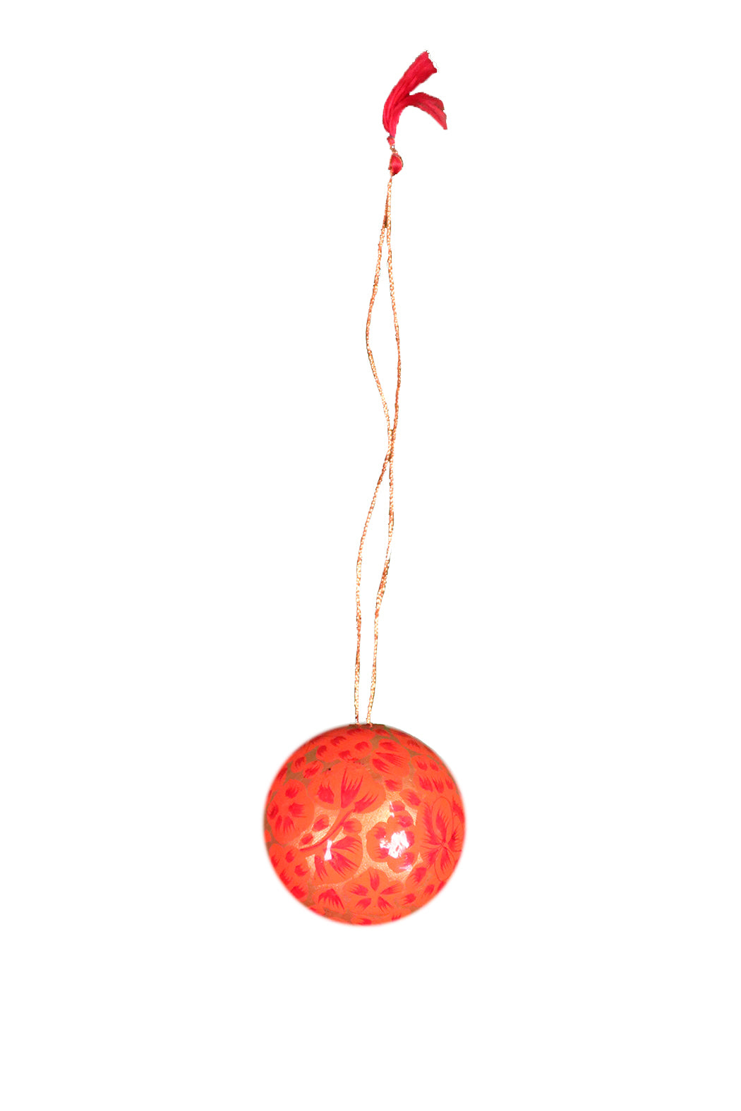Håndlavede Kashmir Julekugler – Håndmalet Papmaché | 5 cm orange | MASALA