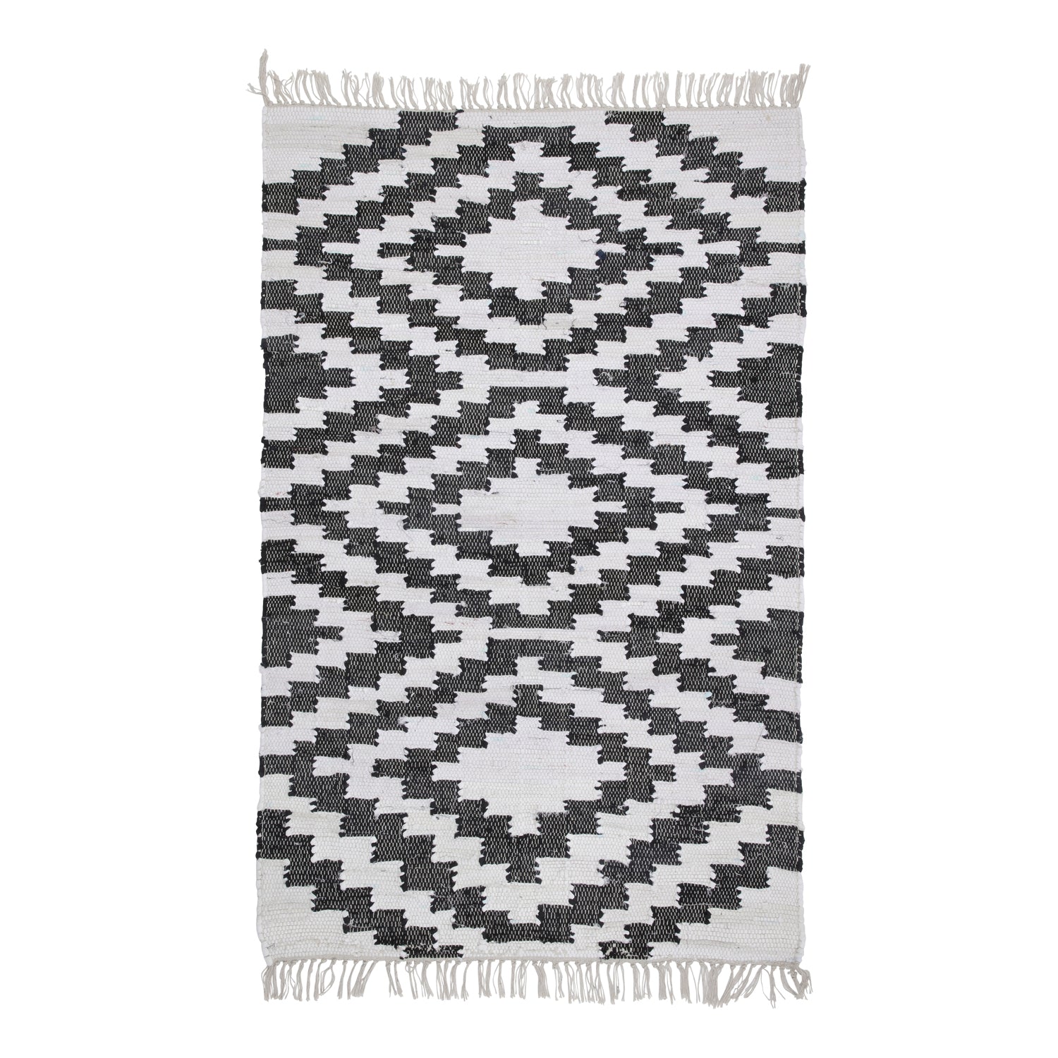 Chindi killim recycle carpet 90x150 cm cotton black diamond