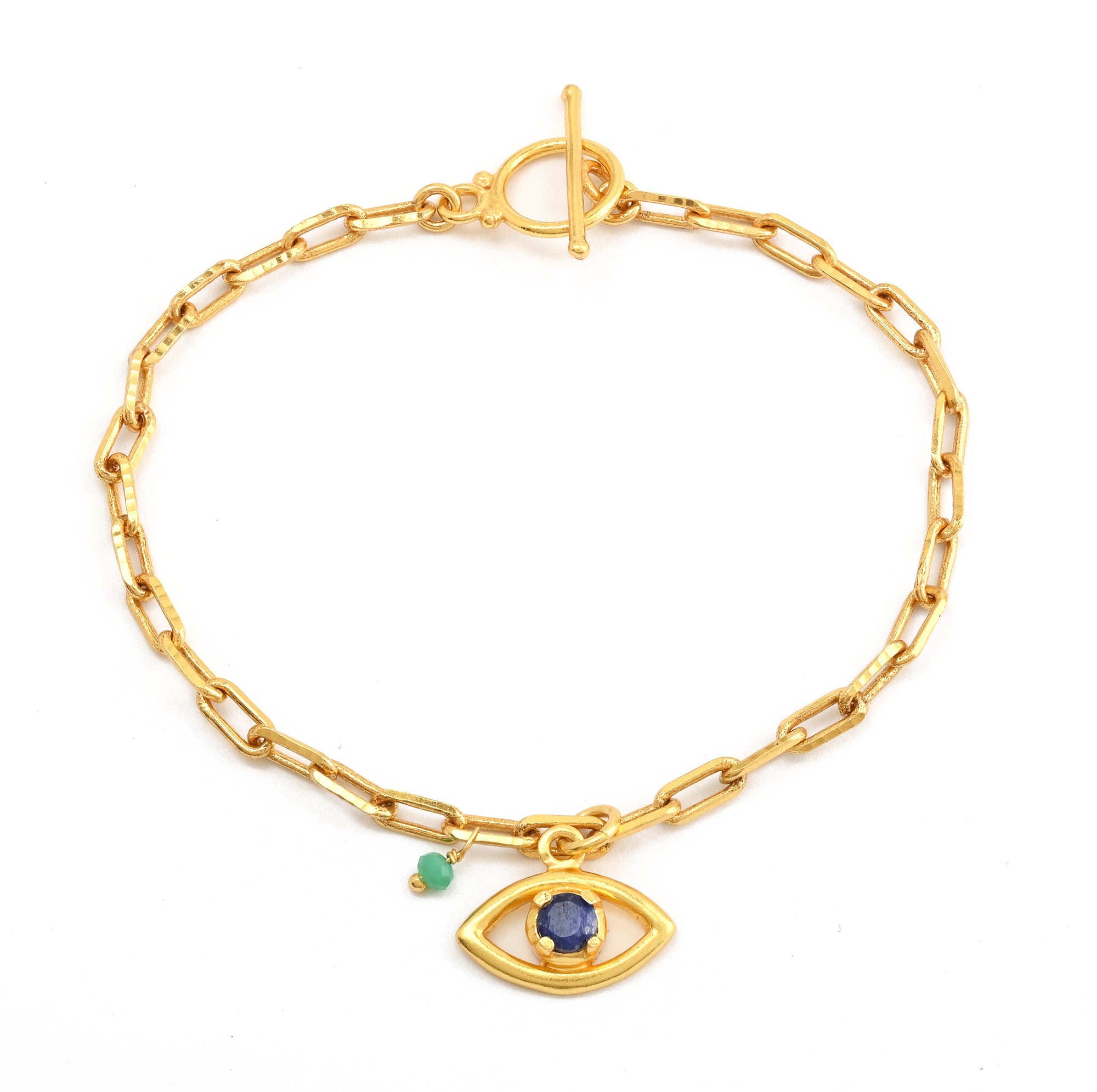 Armband mit Chalcedon- und Saphir-Anhänger