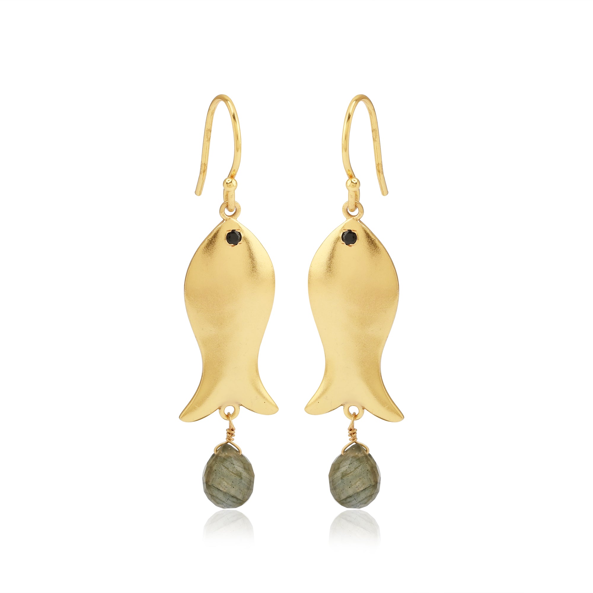 Ørering med vedhæng af labradorite