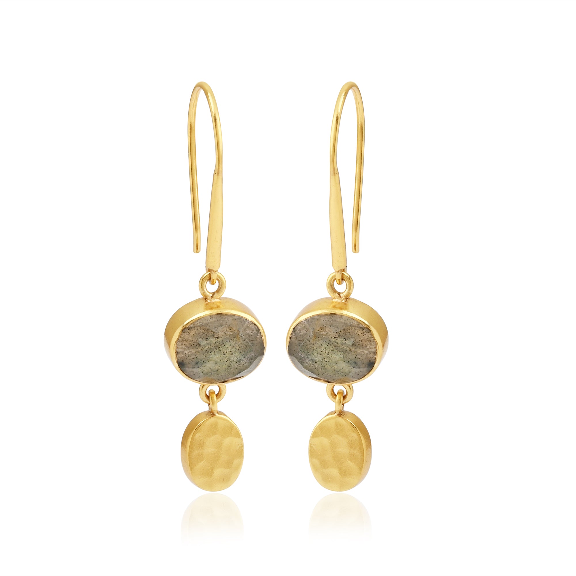 Ørering med vedhæng af labradorite