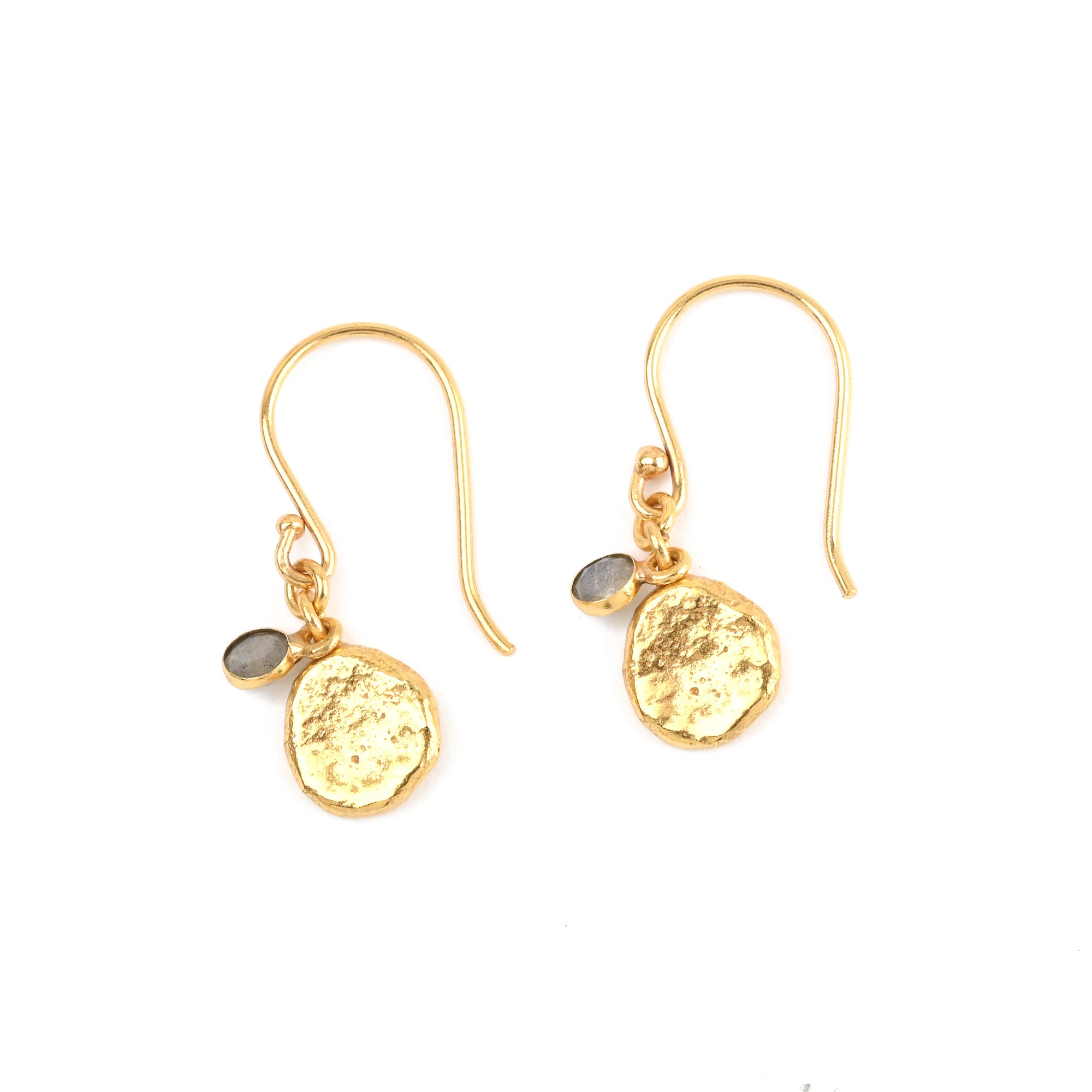 Ørering med vedhæng af labradorite