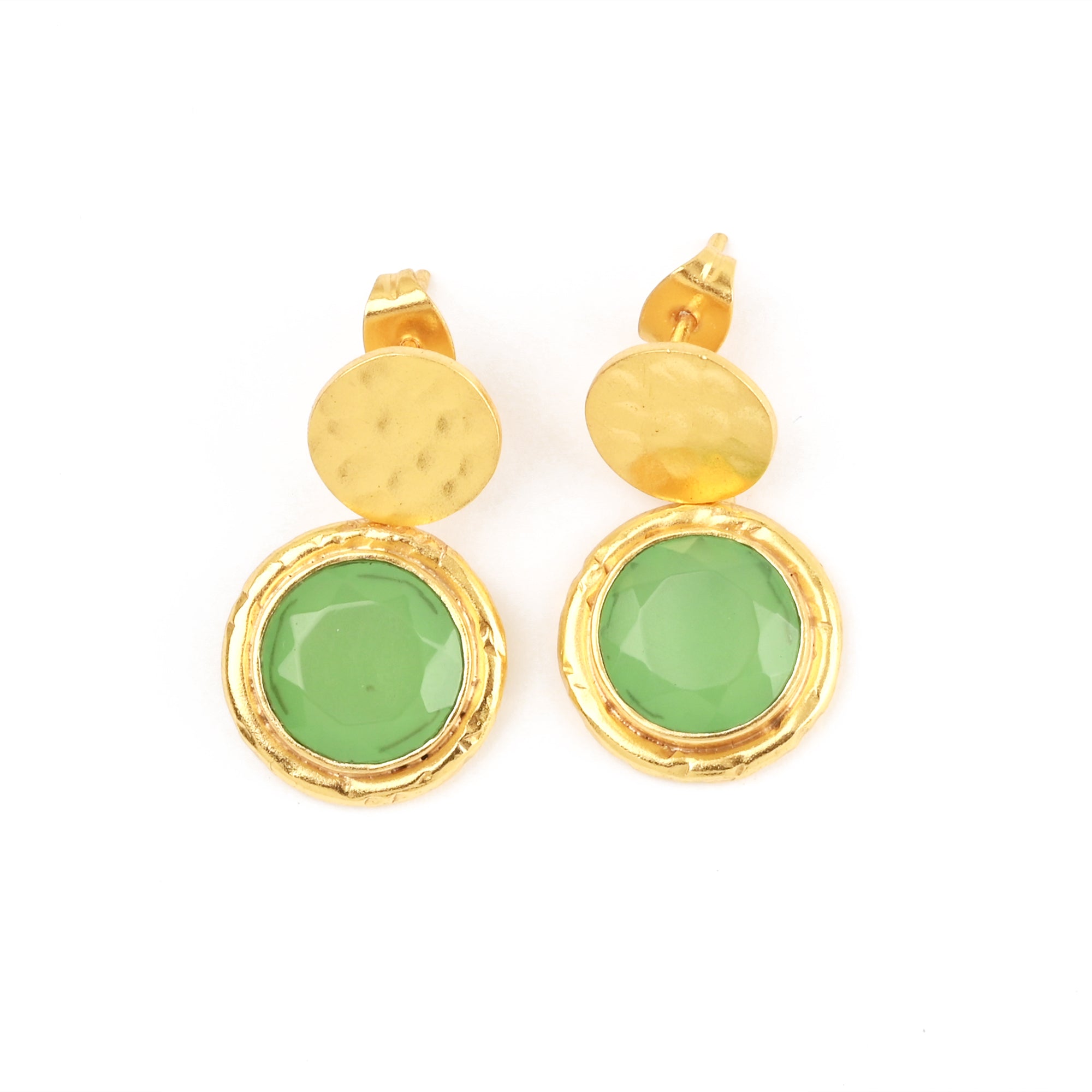 Ørering med vedhæng af grøn chalcedony