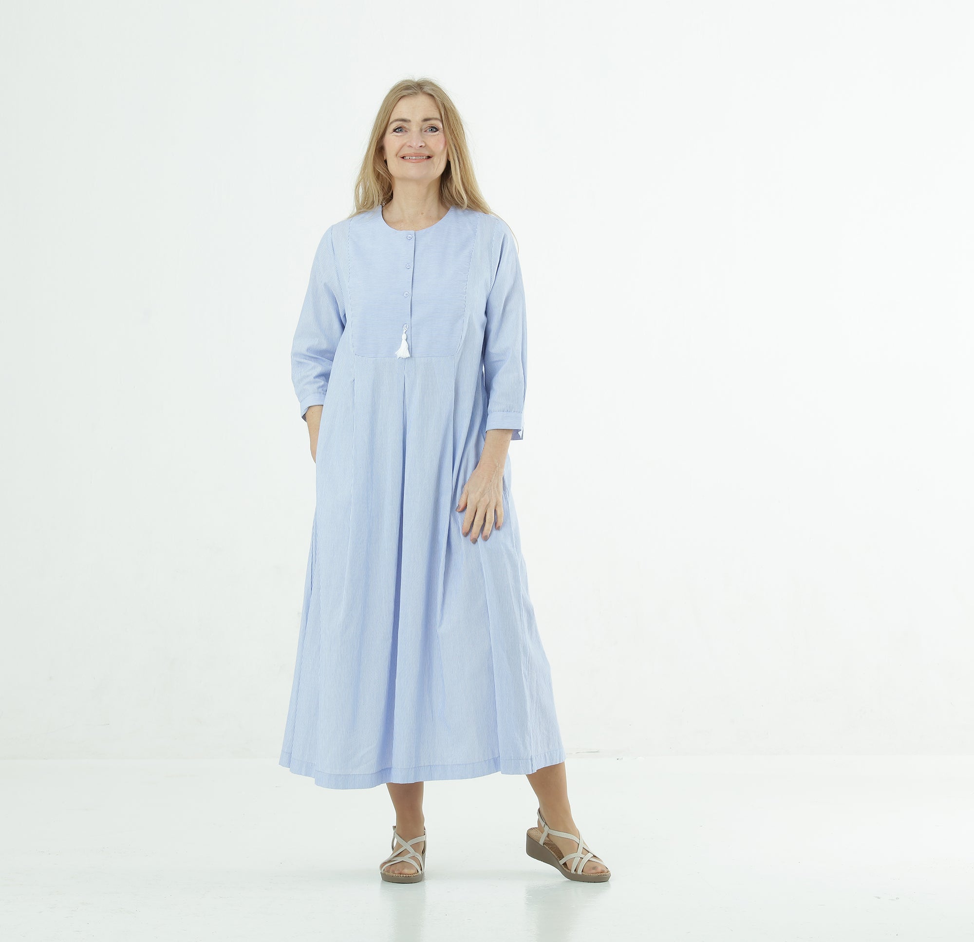 Bohemian dress striped cotton organic