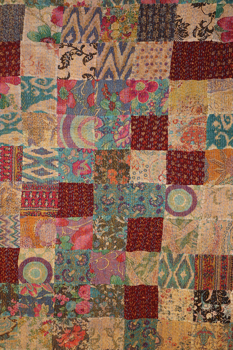 Kantha stonewash bedspread 270*220 cm, patchwork