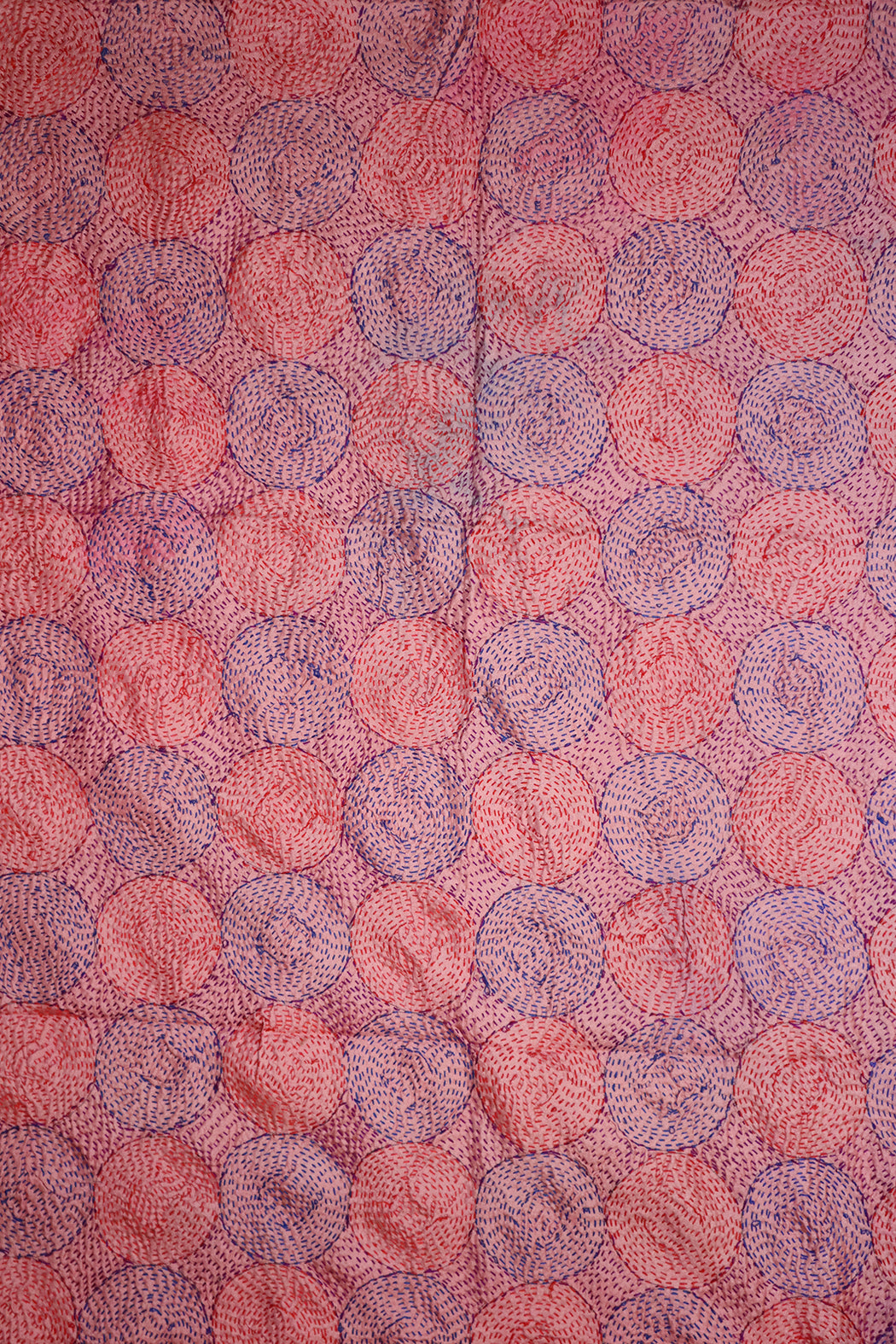 Kantha vintage scarf 85x190 cm, silk, round kantha