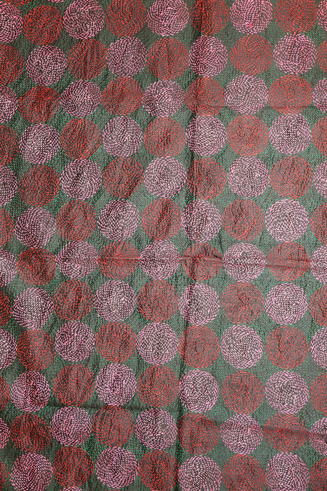 Kantha vintage scarf 85x190 cm, silk, round kantha