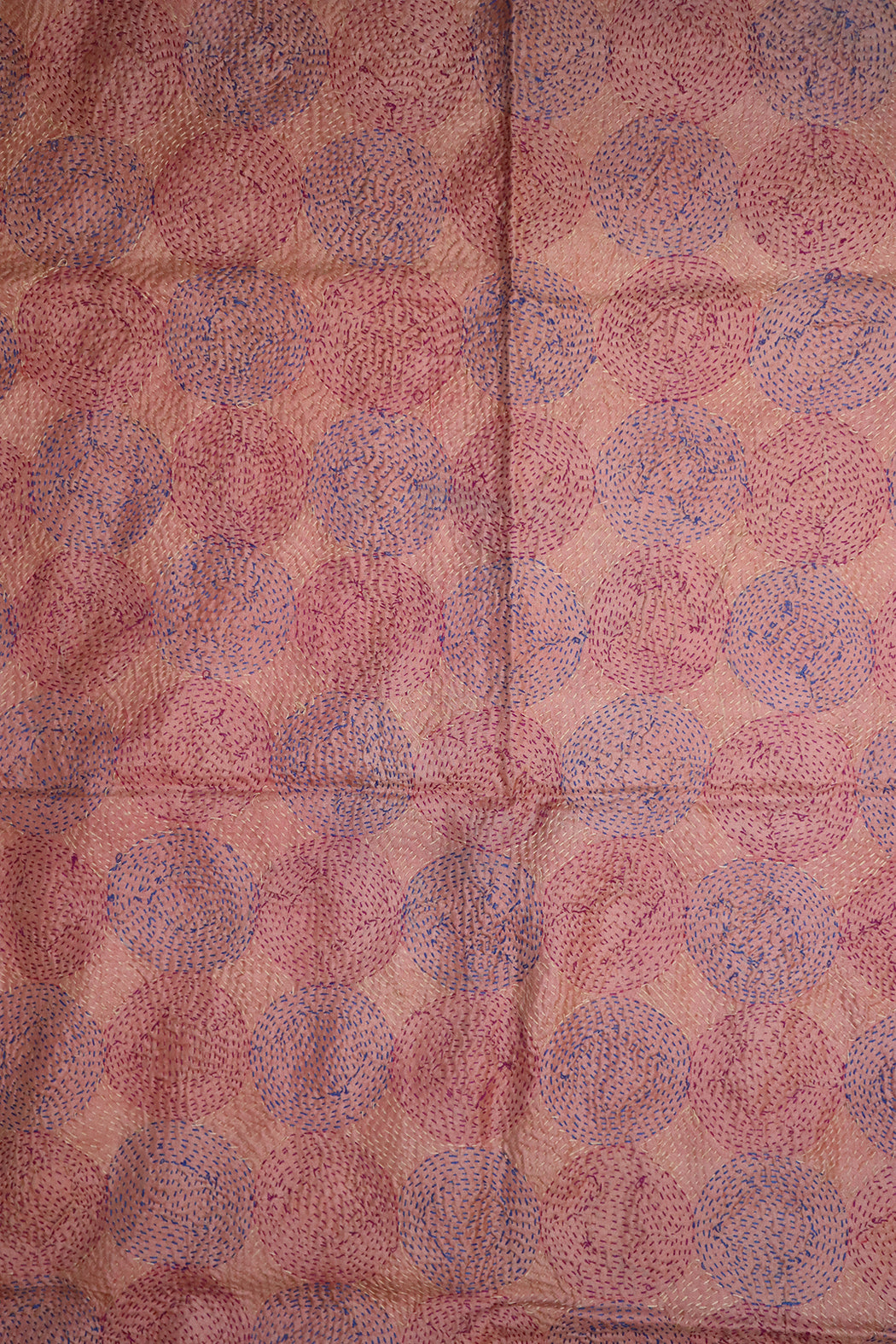 Kantha vintage scarf 85x190 cm, silk, round kantha