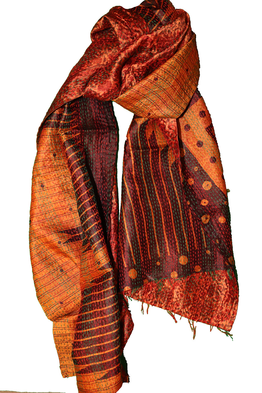 Sari-Kantha-Seidenschal 40*190 cm