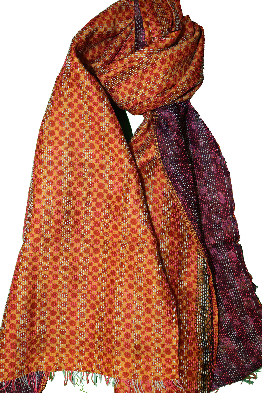 Sari-Kantha-Seidenschal 40*190 cm