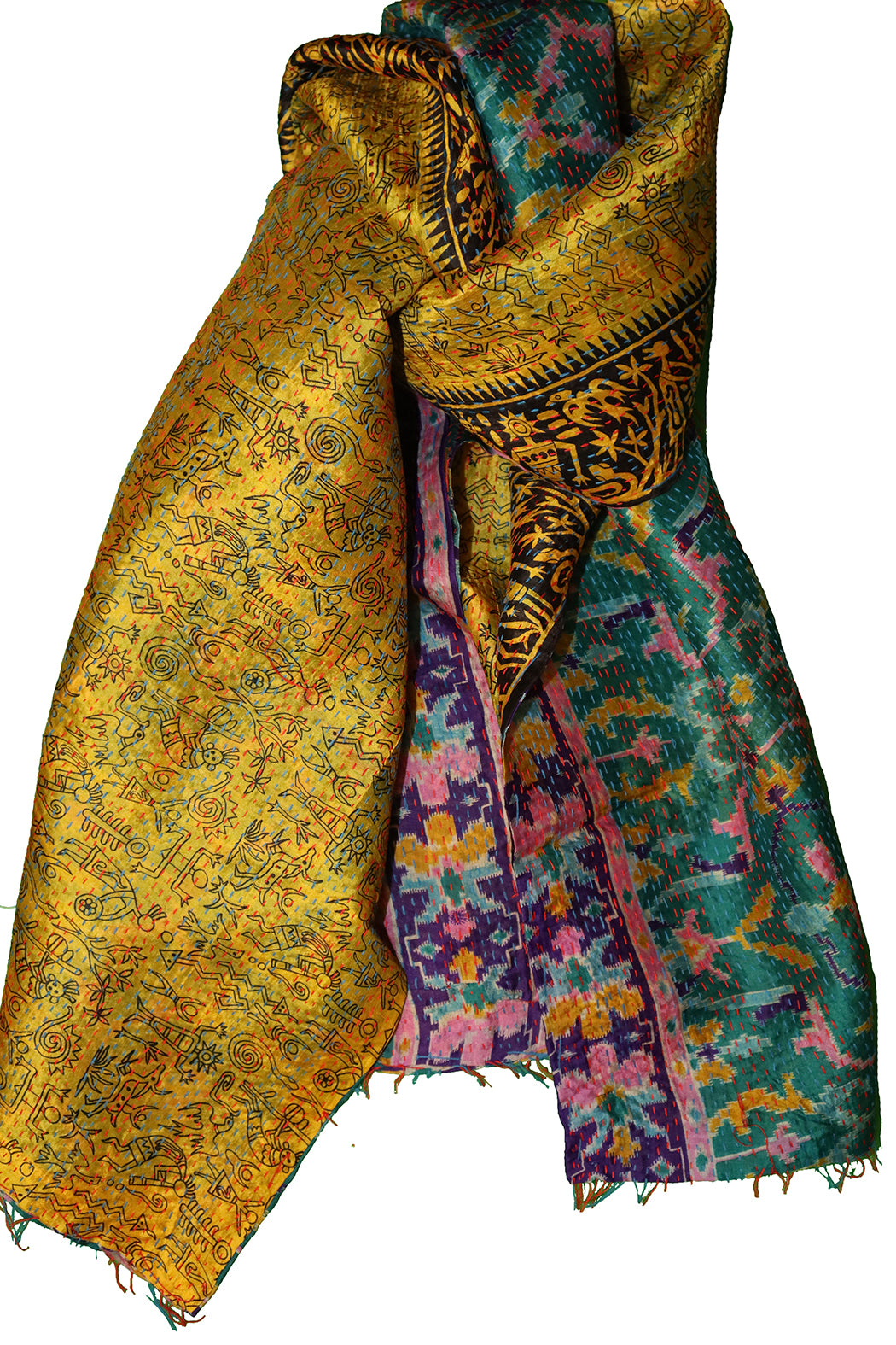 Sari kantha silke tørklæde 40*190 cm