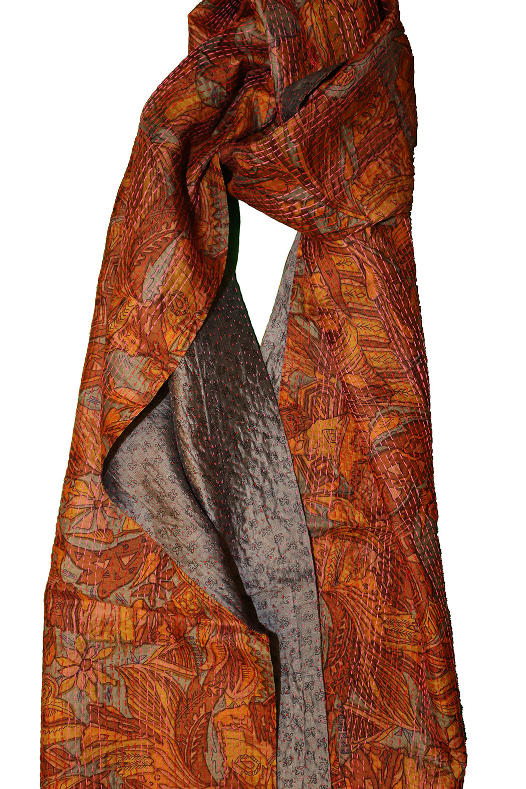 Sari-Kantha-Seidenschal 40*190 cm