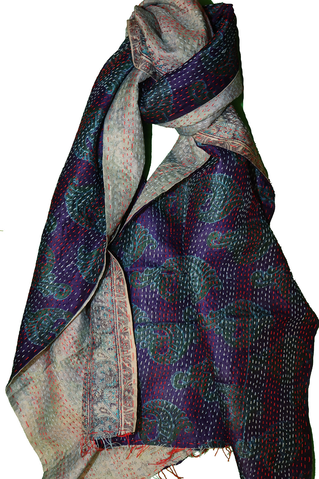 Sari-Kantha-Seidenschal 40*190 cm