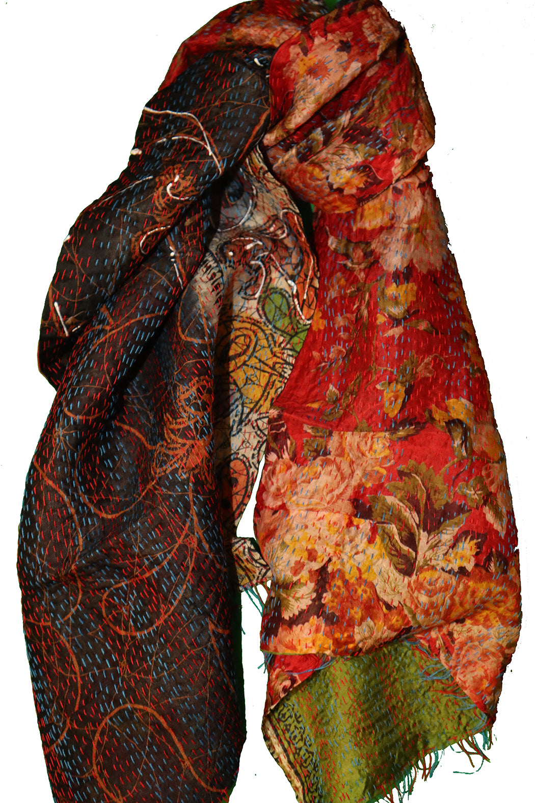 Sari-Kantha-Seidenschal 40*190 cm