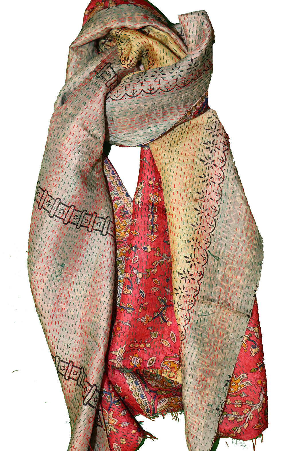 Sari-Kantha-Seidenschal 40*190 cm