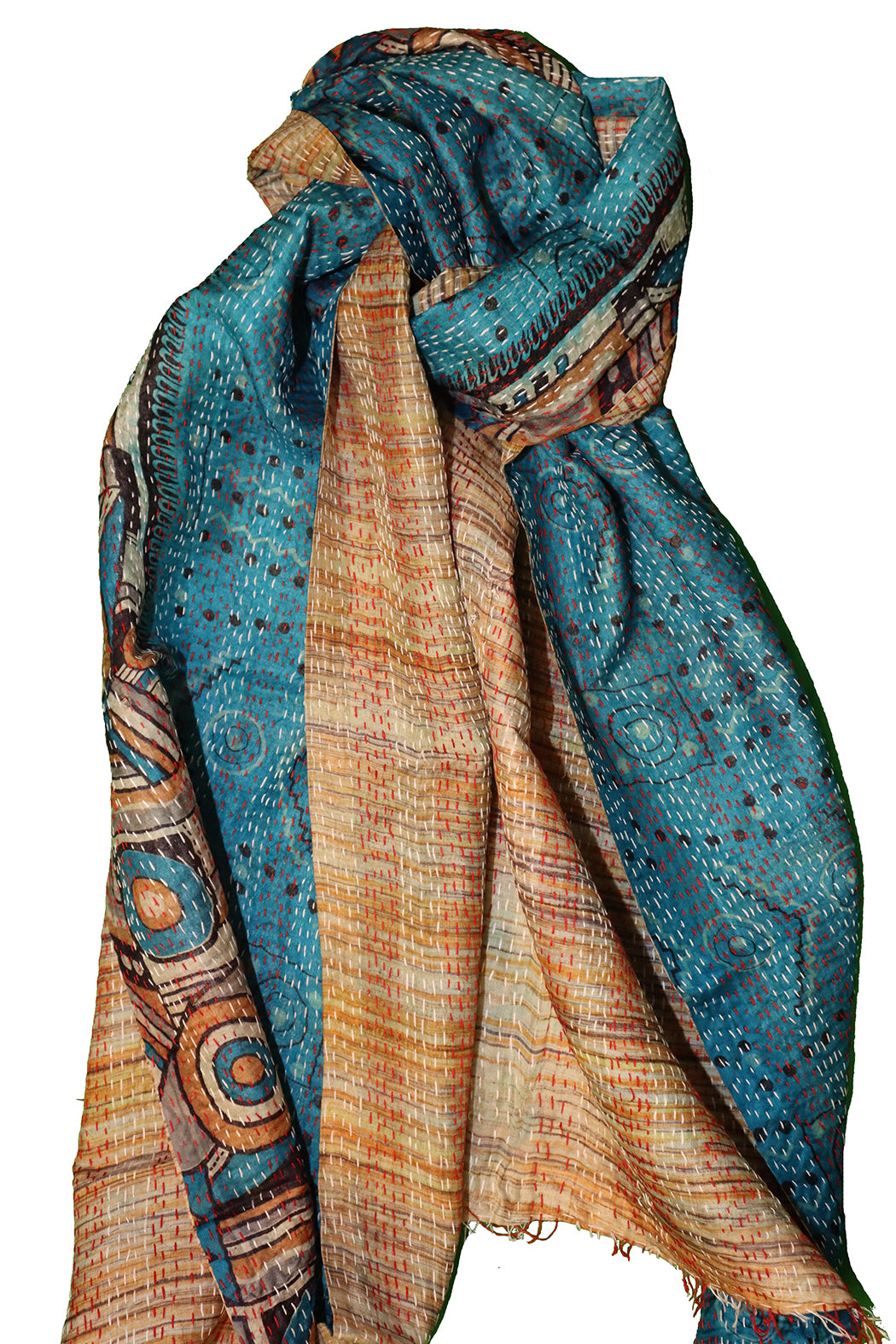 Sari-Kantha-Seidenschal 40*190 cm