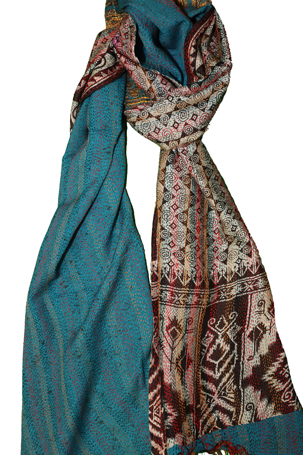 Sari-Kantha-Seidenschal 40*190 cm