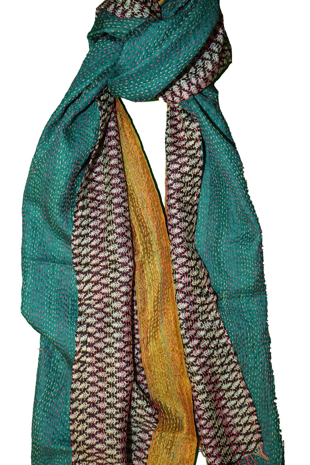 Sari-Kantha-Seidenschal 40*190 cm