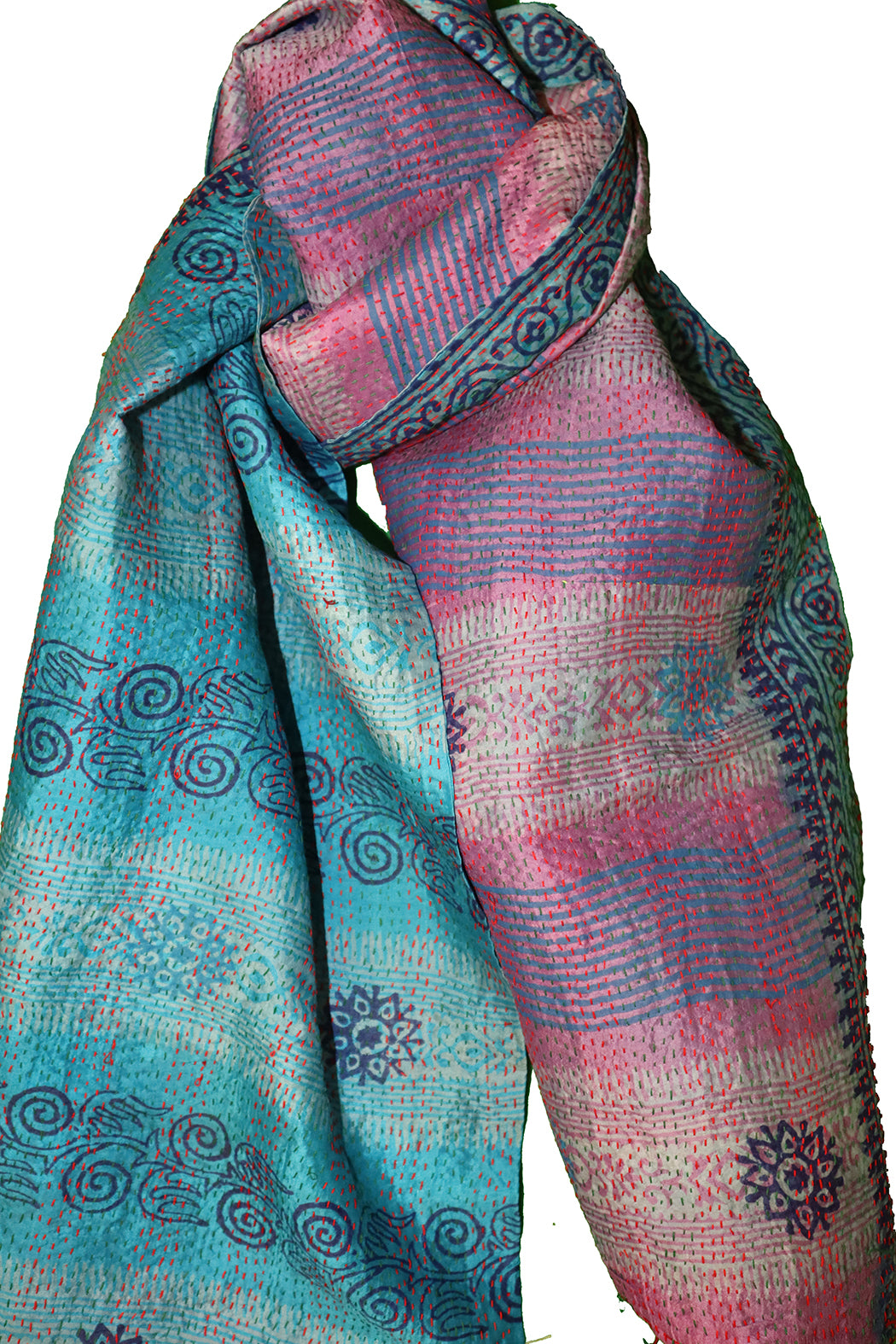 Sari-Kantha-Seidenschal 40*190 cm