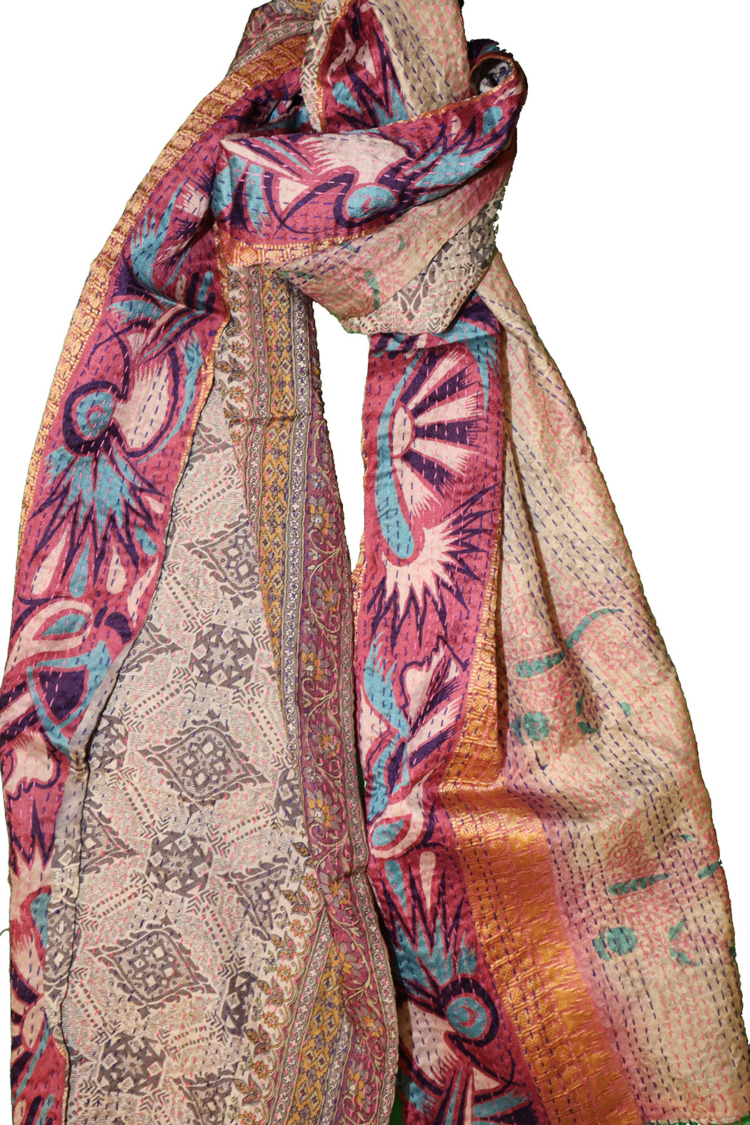 Sari-Kantha-Seidenschal 40*190 cm