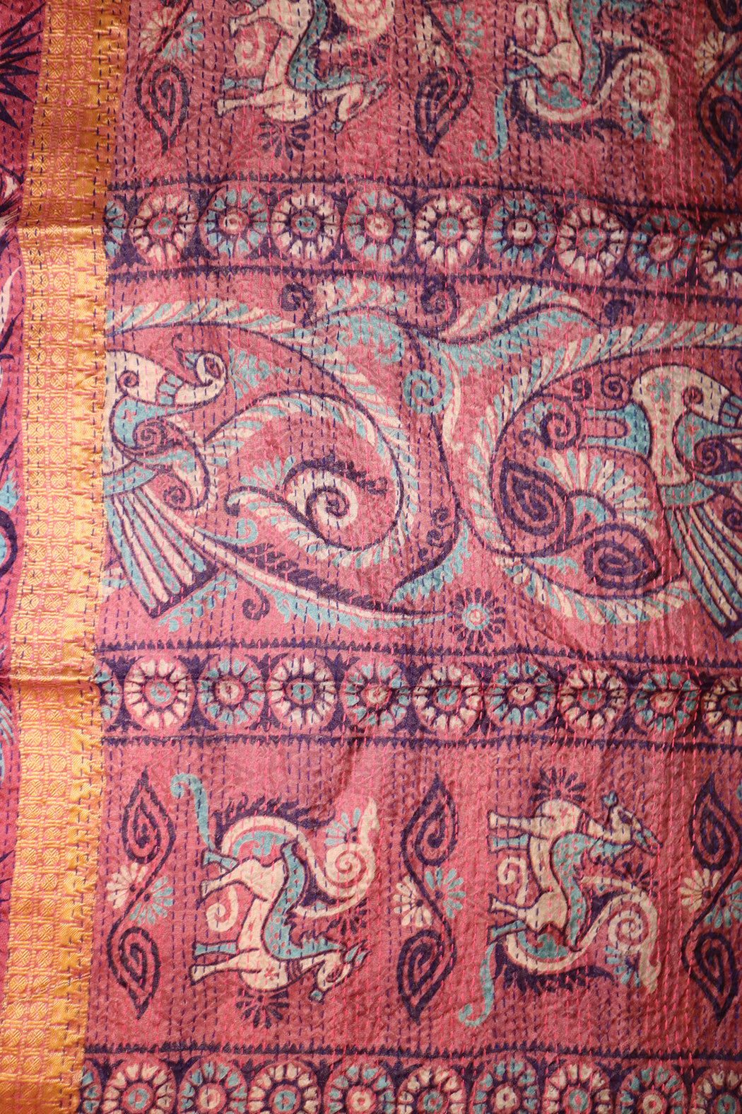Sari-Kantha-Seidenschal 40*190 cm