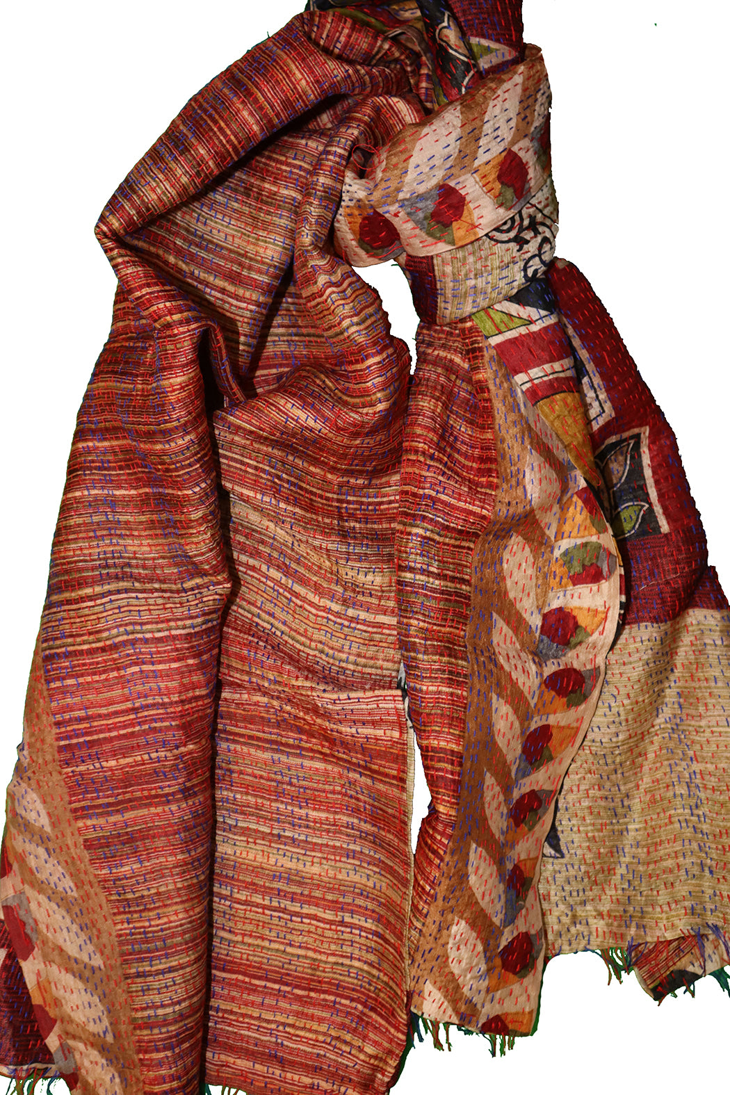 Sari-Kantha-Seidenschal 40*190 cm