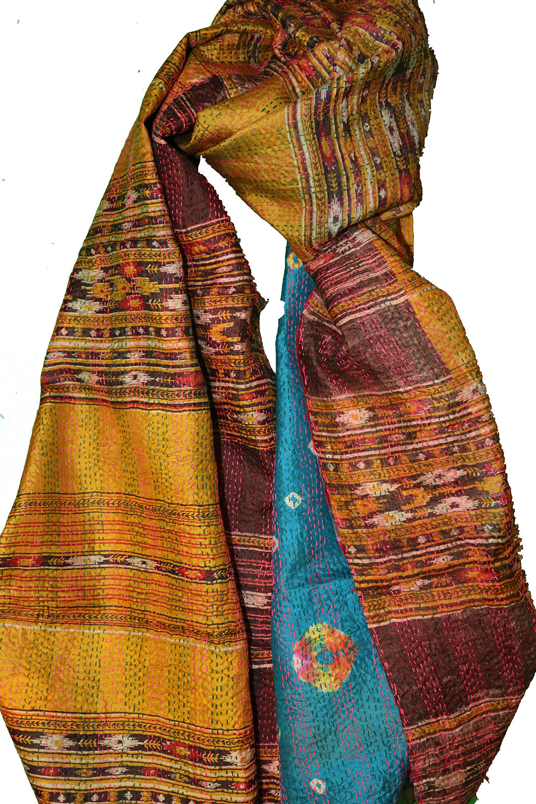 Sari-Kantha-Seidenschal 40*190 cm