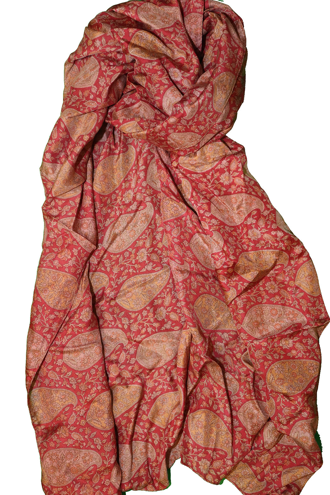 Kantha vintage tørklæde 40x190 cm, silke, enkelt lag