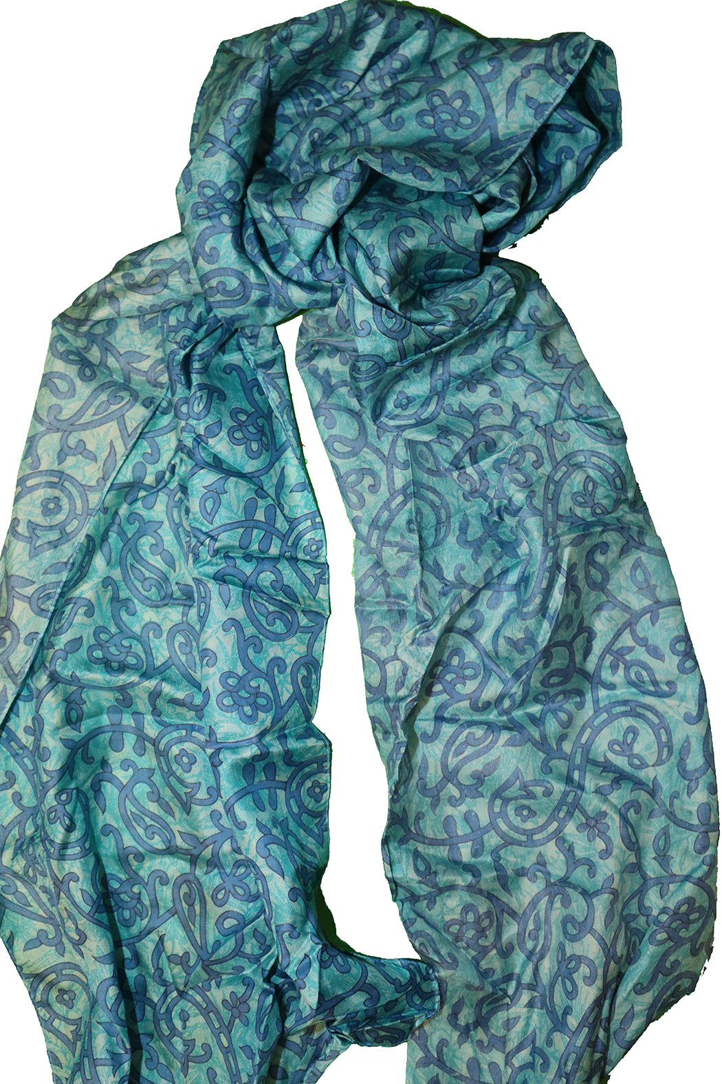 Kantha vintage tørklæde 40x190 cm, silke, enkelt lag