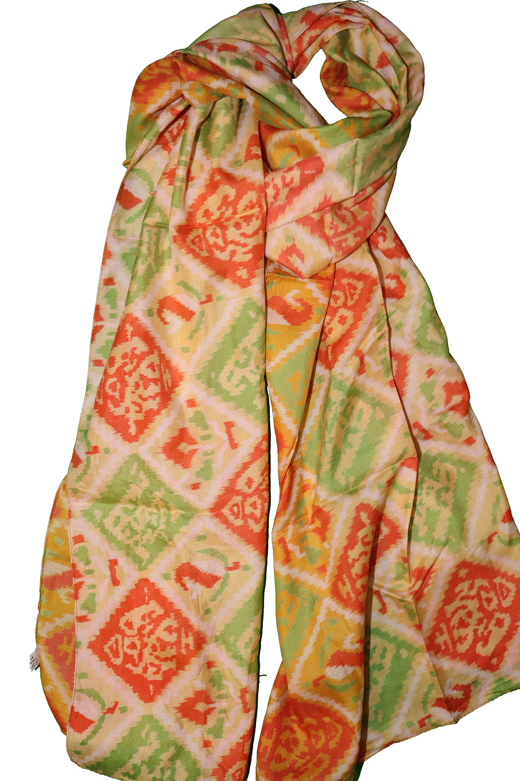 Kantha vintage tørklæde 40x190 cm, silke, enkelt lag