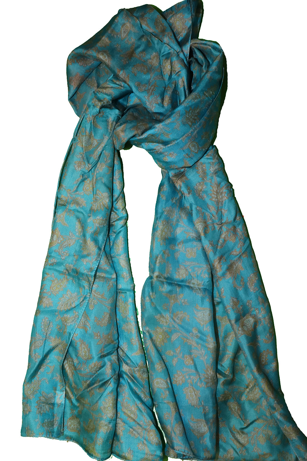 Kantha vintage tørklæde 40x190 cm, silke, enkelt lag