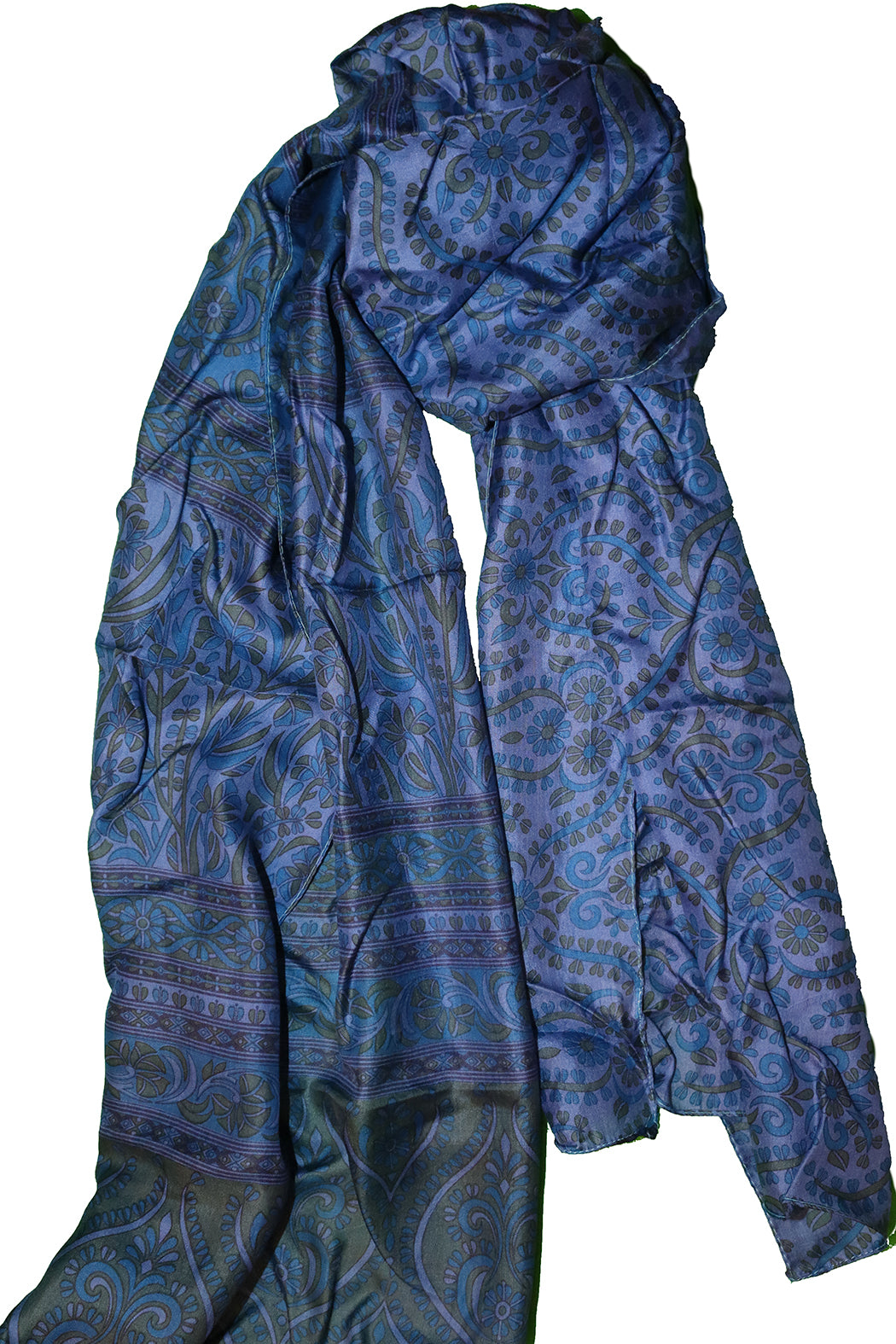 Kantha vintage tørklæde 40x190 cm, silke, enkelt lag