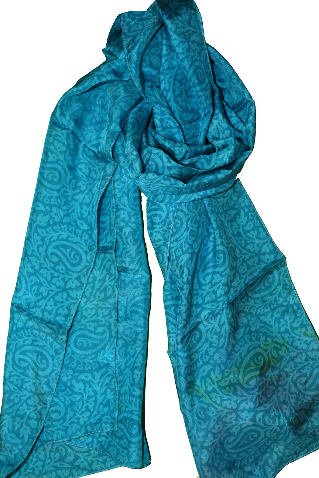 Kantha vintage tørklæde 40x190 cm, silke, enkelt lag