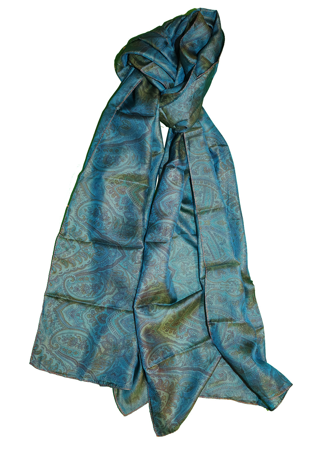 Kantha vintage tørklæde 40x190 cm, silke, enkelt lag