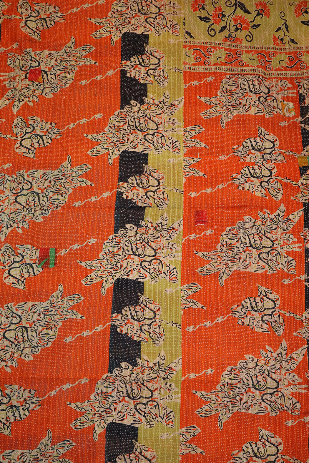 Kantha vintage tæppe ca 140x210 cm, bomuld