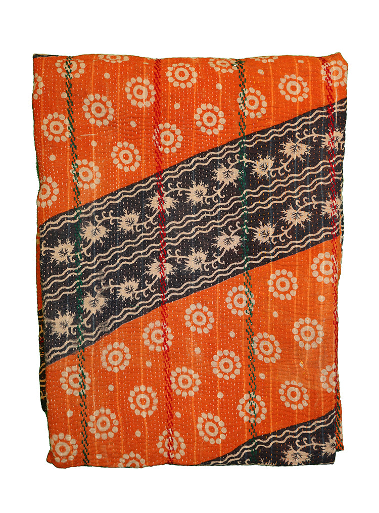 Kantha vintage tæppe ca 140x210 cm, bomuld