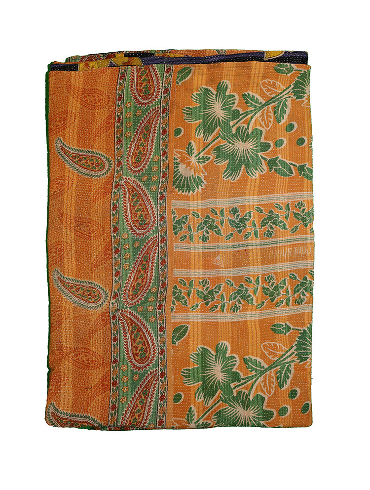 Kantha vintage tæppe ca 140x210 cm, bomuld