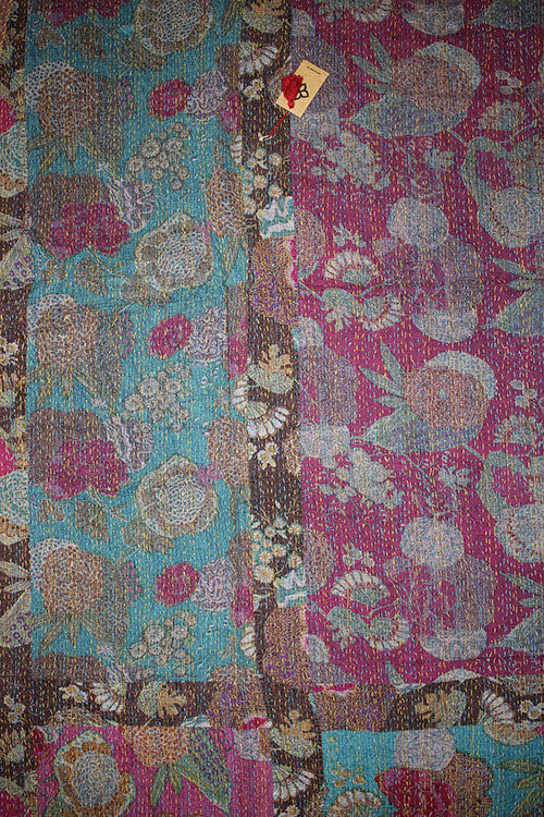 Kantha stonewash sengetæppe 270*220 cm, patchwork