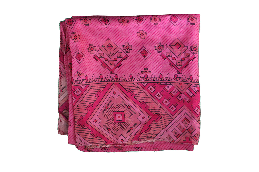 Kantha vintage scarf 40x190 cm, silk, single layer
