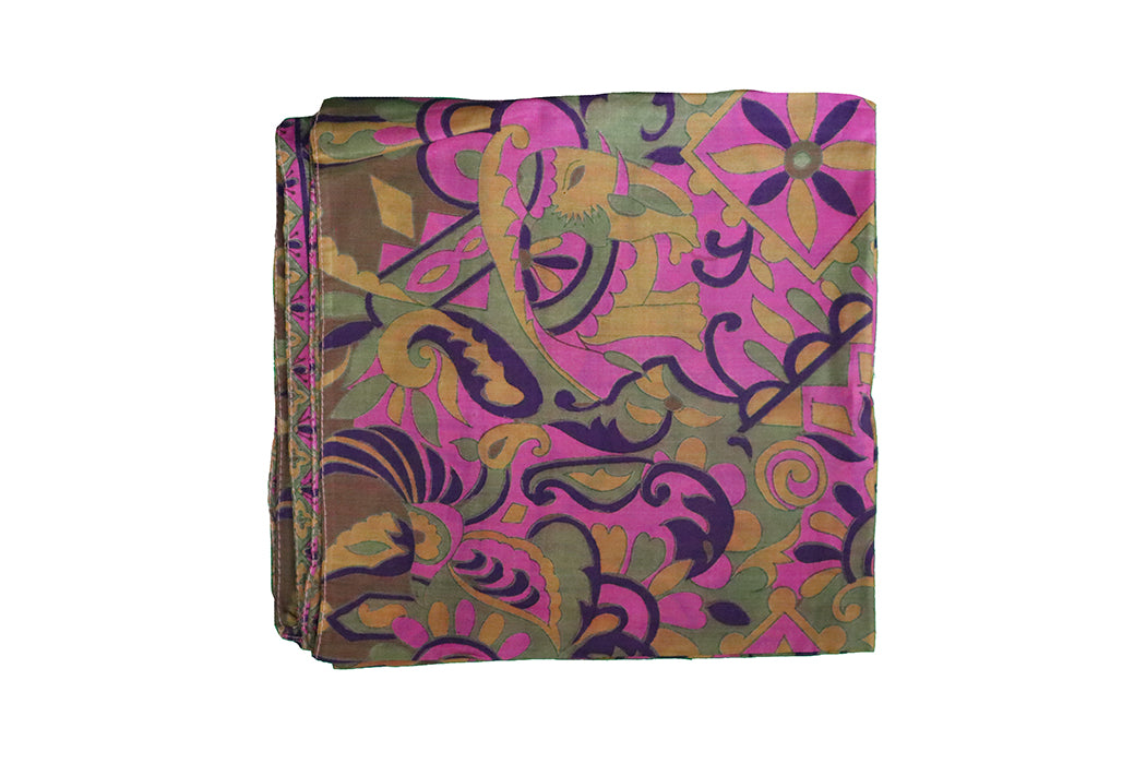 Kantha vintage scarf 40x190 cm, silk, single layer