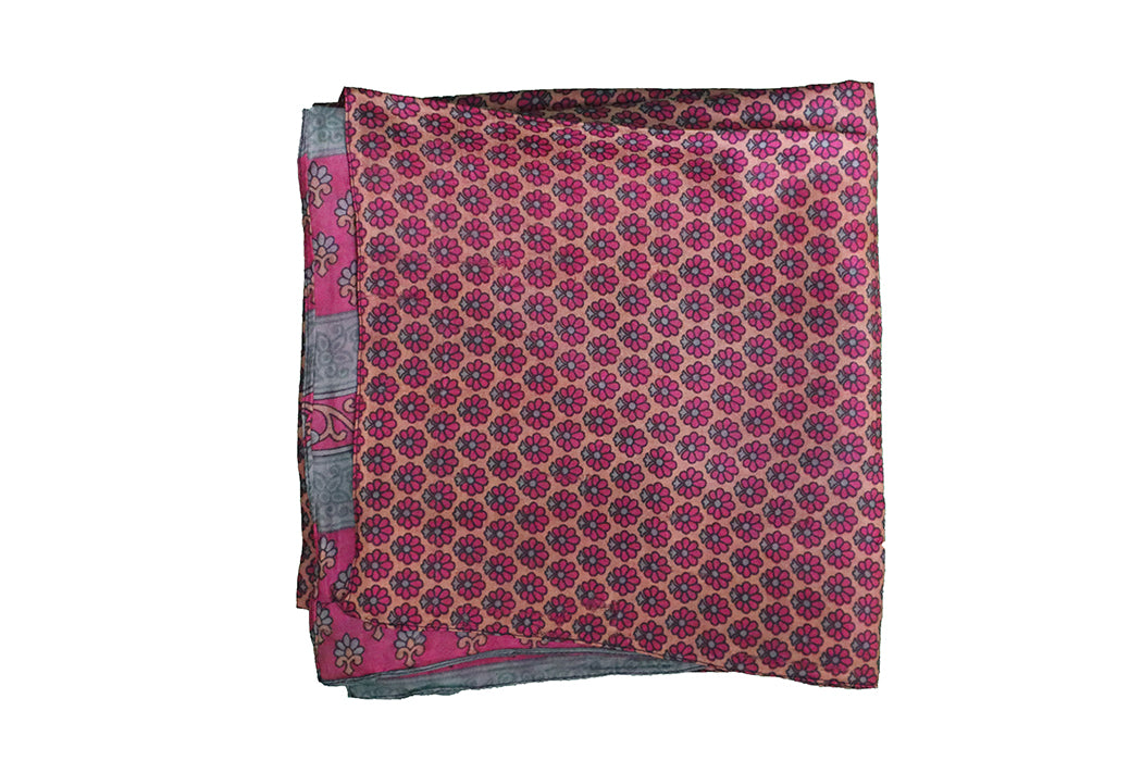 Kantha vintage scarf 40x190 cm, silk, single layer