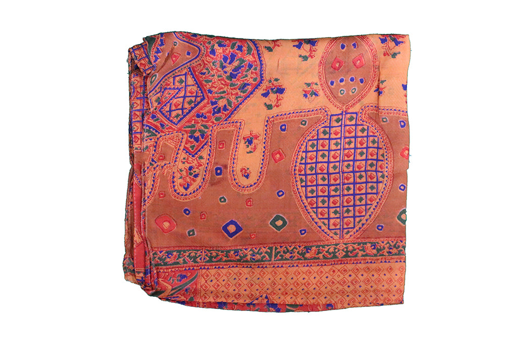 Kantha vintage scarf 40x190 cm, silk, single layer