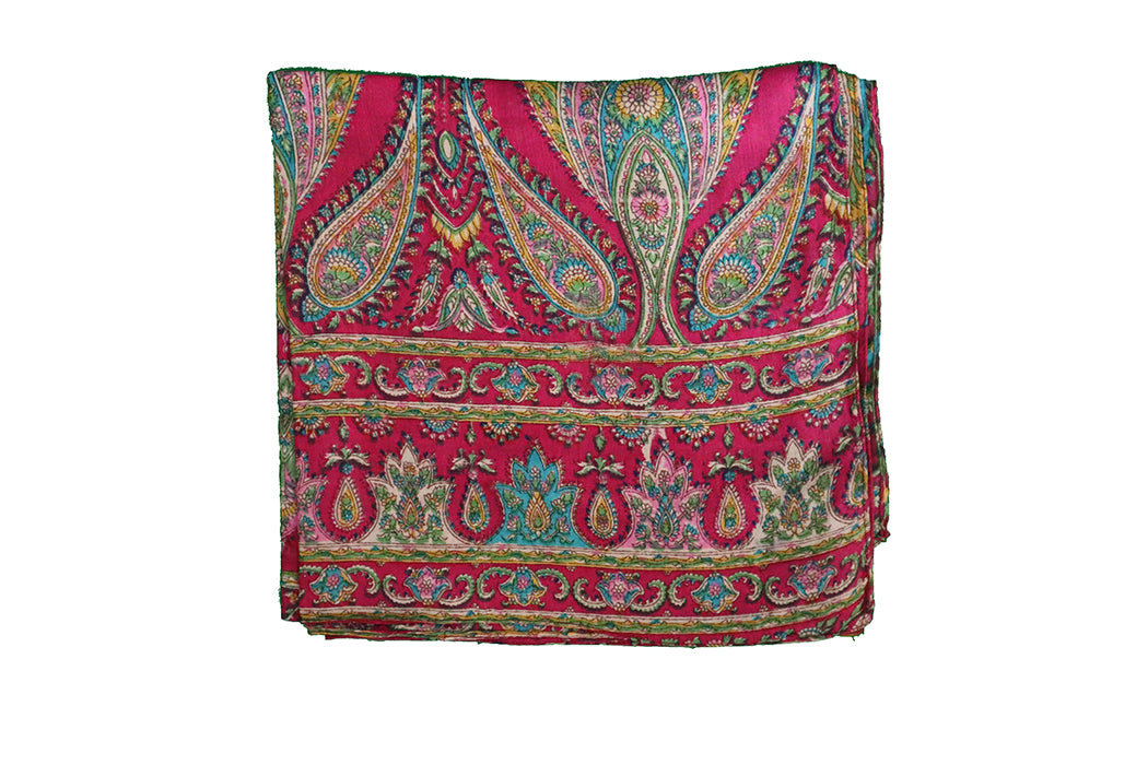 Kantha vintage scarf 40x190 cm, silk, single layer