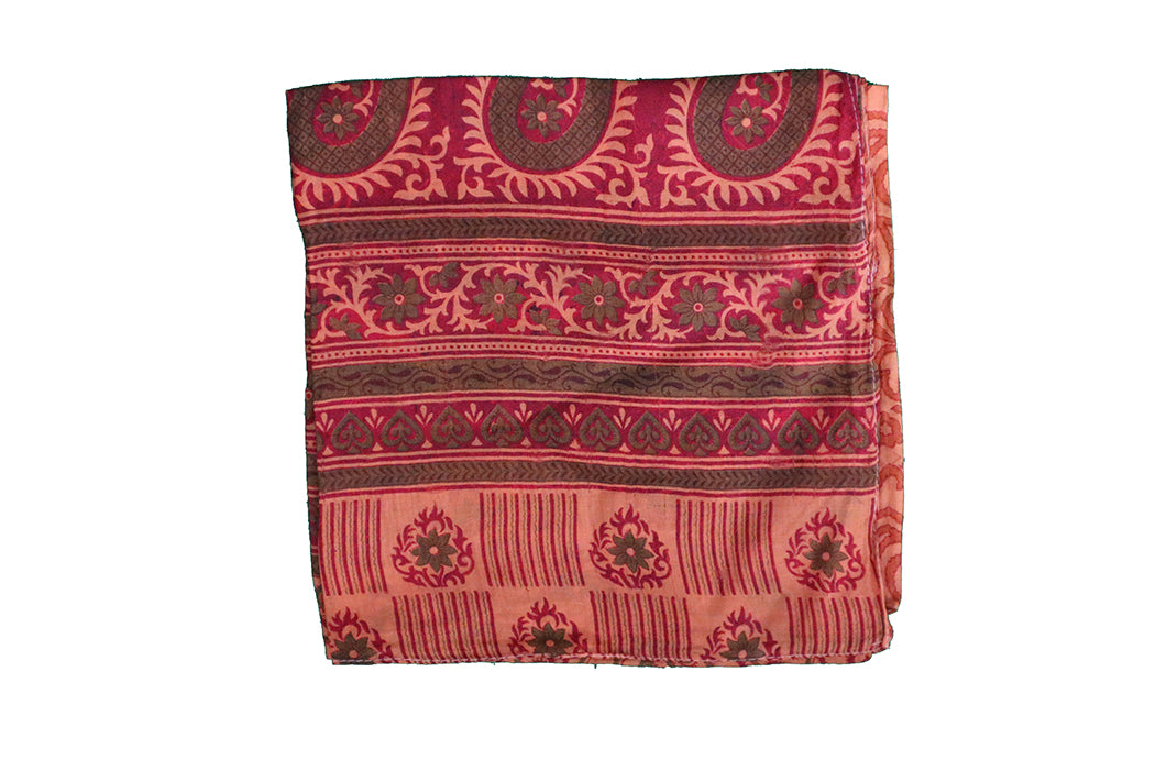 Kantha vintage scarf 40x190 cm, silk, single layer