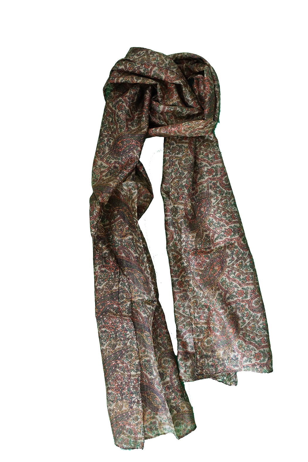 Kantha vintage tørklæde 40x190 cm, silke, enkelt lag
