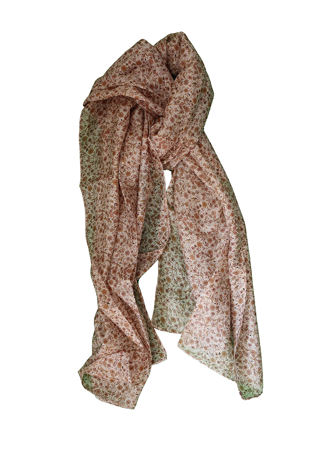 Kantha vintage tørklæde 40x190 cm, silke, enkelt lag