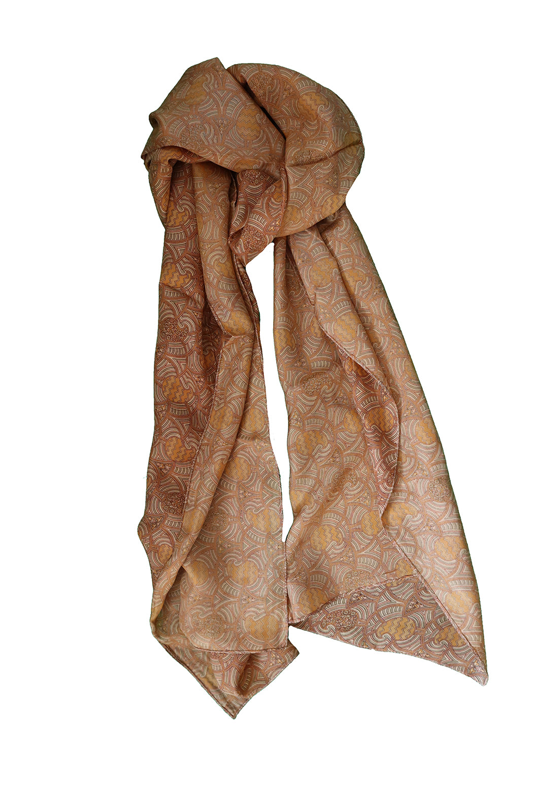 Kantha vintage tørklæde 40x190 cm, silke, enkelt lag