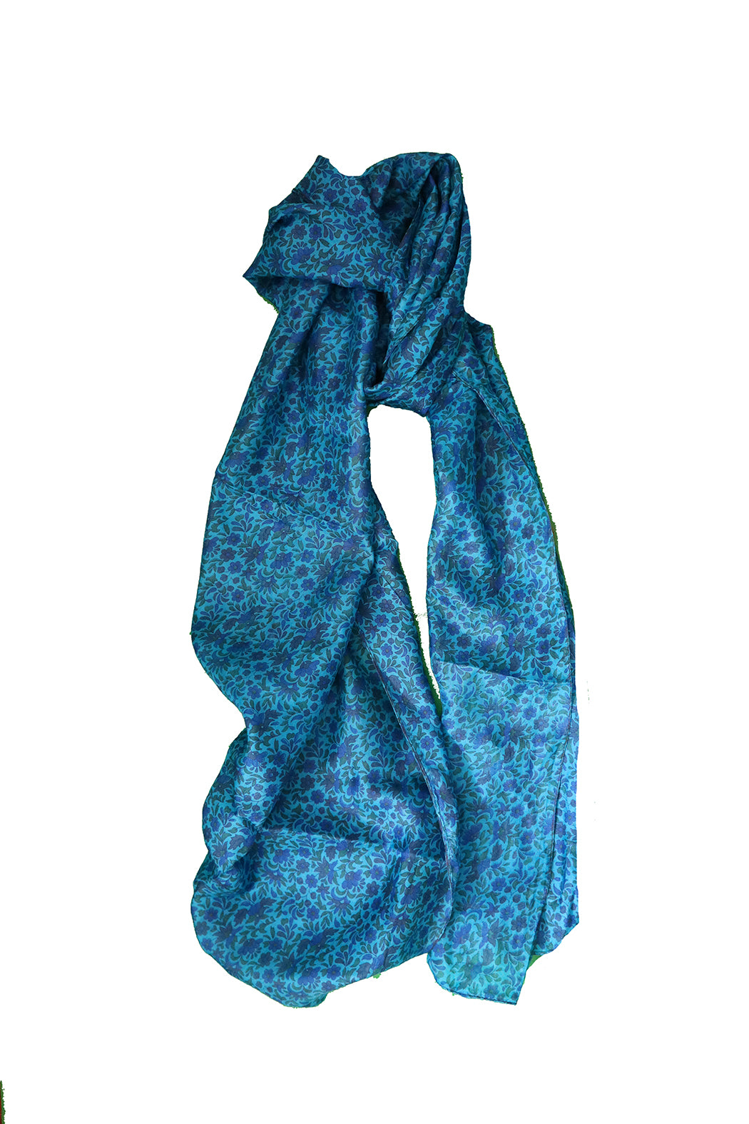 Kantha vintage tørklæde 40x190 cm, silke, enkelt lag