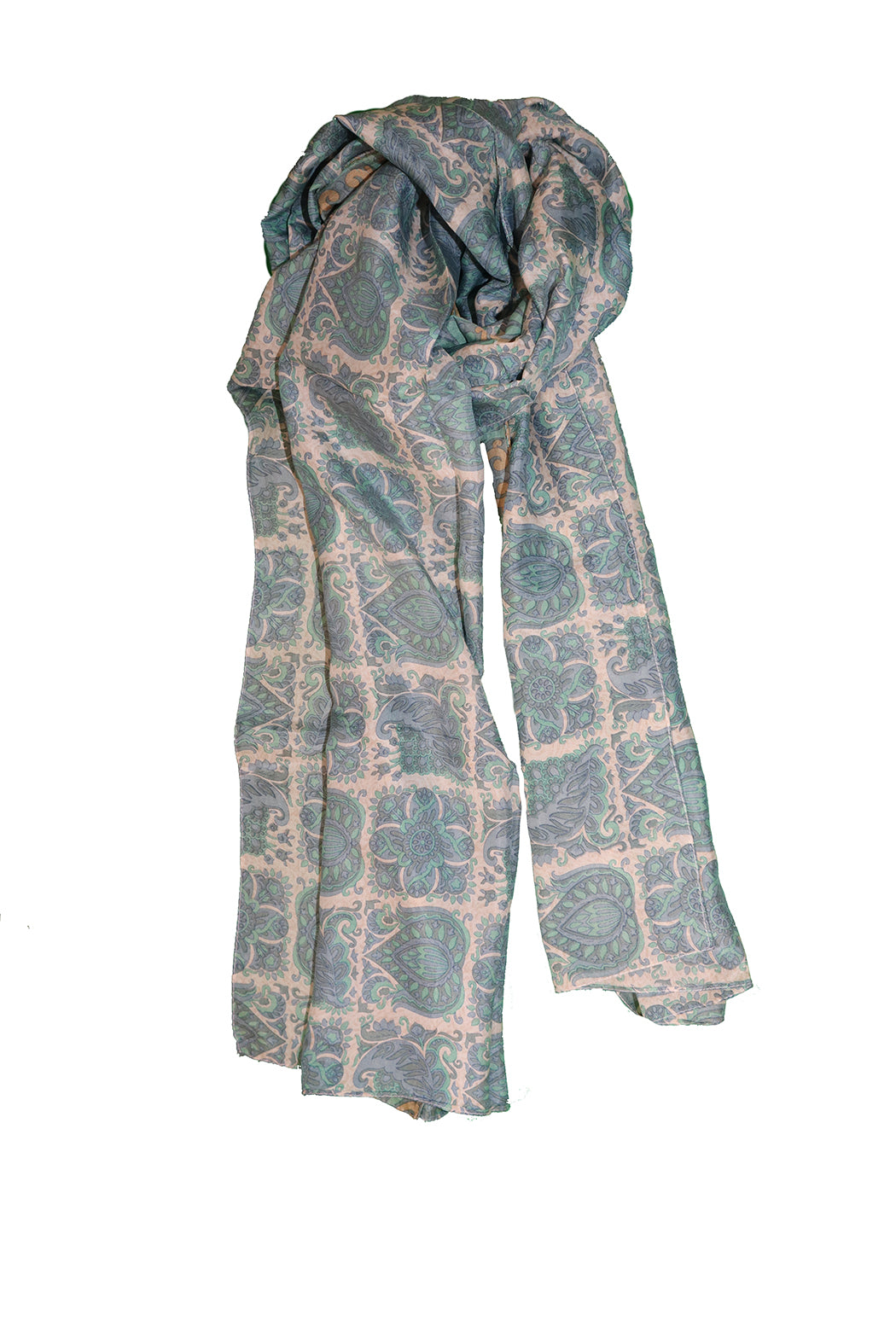 Kantha vintage tørklæde 40x190 cm, silke, enkelt lag