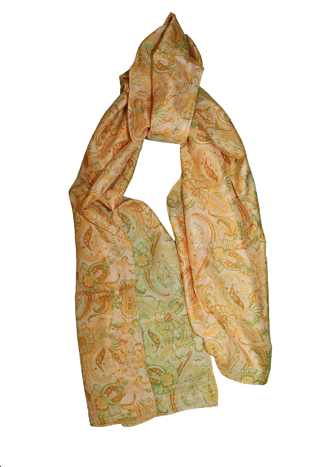 Kantha vintage tørklæde 40x190 cm, silke, enkelt lag